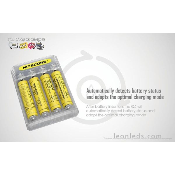 Chargeur de batterie Nitecore 4 baies | Éclairage LeonLeds