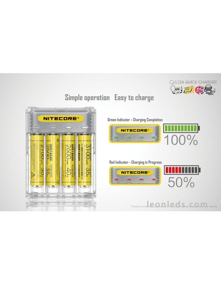 Cargador de Baterías con 4 Bahías de Nitecore | LeonLeds Iluminación
