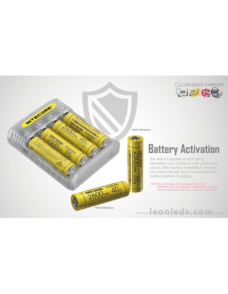 Chargeur de batterie Nitecore 4 baies | Éclairage LeonLeds