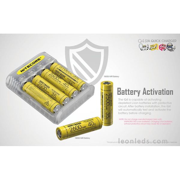 Chargeur de batterie Nitecore 4 baies | Éclairage LeonLeds