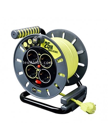 Bobina de cabo 25M com 4 plugues | LeonLeds.com