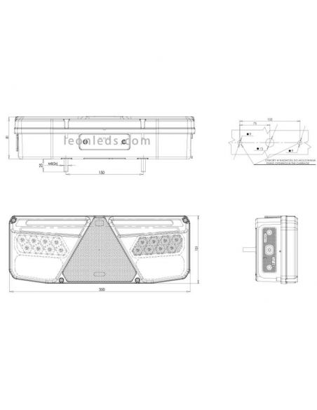 Feu arrière à LED pour remorque ou plateau avec triangle réfléchissant | Éclairage LeonLeds