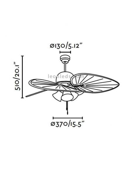 Dimensões do ventilador de teto Cuba by Faro Barcelona | Ventiladores de teto LeonLeds