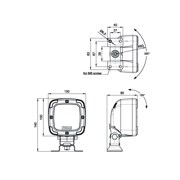 Faro de LED para Tractor Camión remolque agícola, bañera, carretilla, grua, maquinaria industrial Fristom FT036 15W Cuadrado 12V