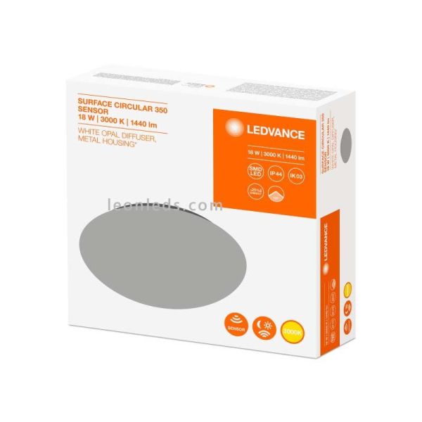 Caja de Plafón LED con sensor de presencia redondo de la marca Osram LedVance | LeonLeds Iluminación