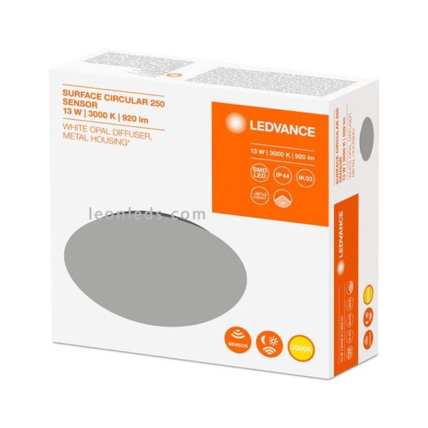 Plafonnier LED rond par Osram LedVance avec capteur de présence intégré | Éclairage LED LeonLeds