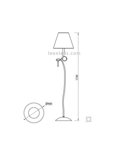 Dimensions de Lampadaire de salon mantra paola série 3543 | Éclairage LeonLeds