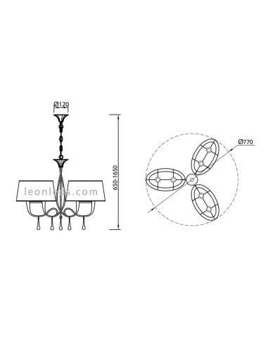 Plafonnier de style classique de la série Paola dimensions lampe Mantra Iluminación | Éclairage LeonLeds