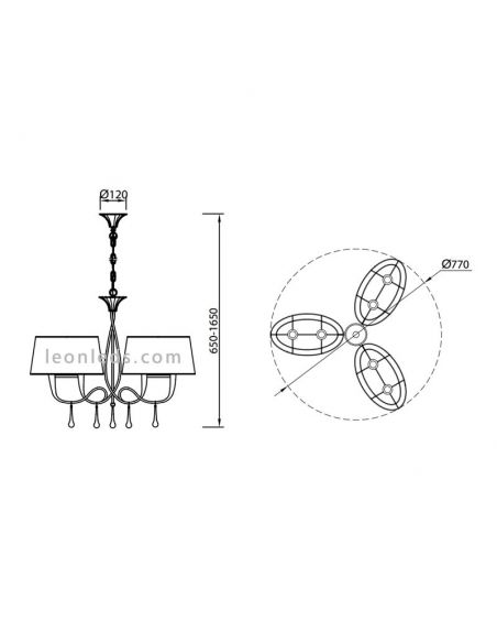 Plafonnier de style classique de la série Paola dimensions lampe Mantra Iluminación | Éclairage LeonLeds