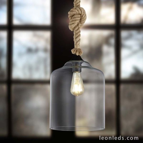 Suspension de style vintage de la série Judith avec abat-jour en verre | Éclairage LeonLeds