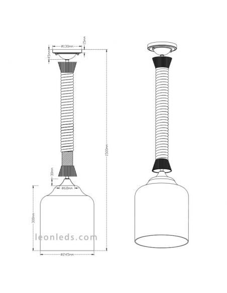 Dimensiones de Lampara de techo de la serie Judith de Trio Lighting | LeonLeds Iluminación LED