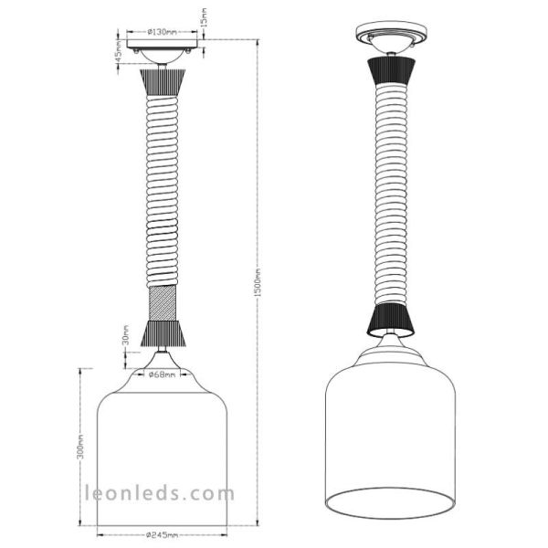 Dimensões do candeeiro de tecto série Trio Lighting Judith | Iluminação LED Leon