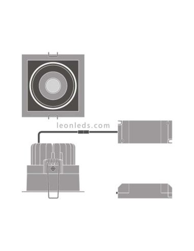 Spot noir carré LED encastrable 8W...