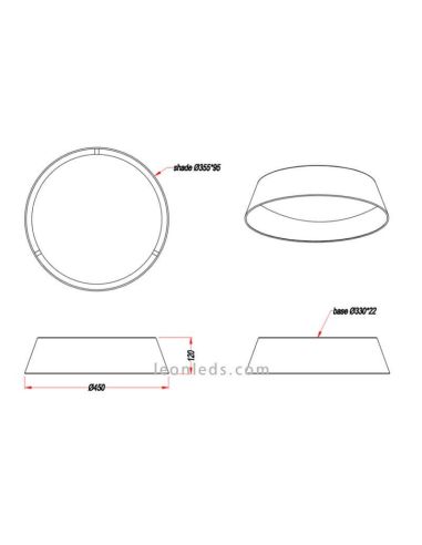 Dimensiones de Plafón LED negro y dora Ponts de Trio Lighting | LeonLeds Iluminación