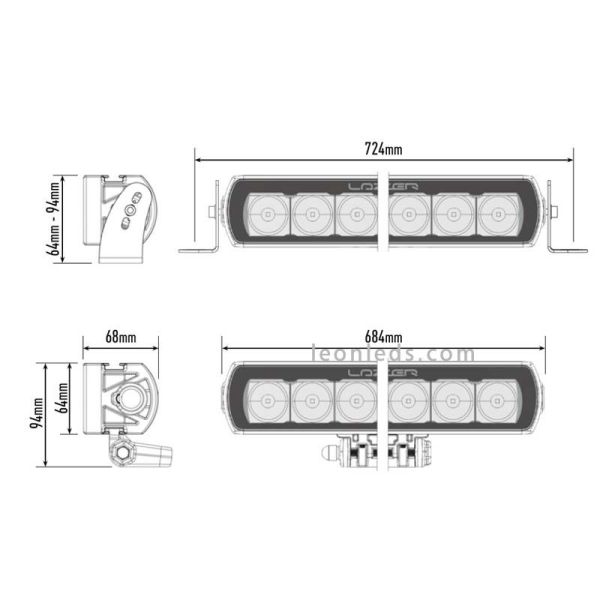 Poderosa barra de LED alongada Lazer T16 com 5 anos de garantia | Iluminação Leonleds
