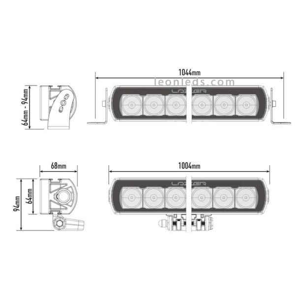 Dimensiones de Barra LED Lazer T24 Evolution | Barra led 4x4 Lazer T24 | Leonleds Iluminación