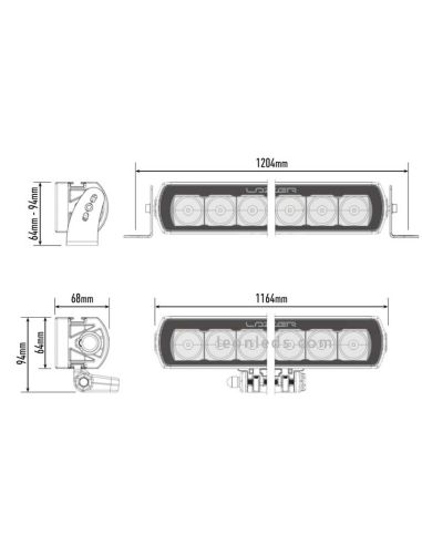 Dimensions de la barre LED Lazer T28 Evolution | Barre LED tout-terrain 4X4 | Éclairage LeonLeds