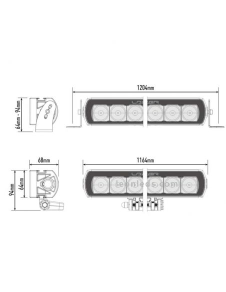 Dimensiones de Barra LED Lazer T28 Evolution | Barra LED 4X4 todoterreno | LeonLeds Iluminación