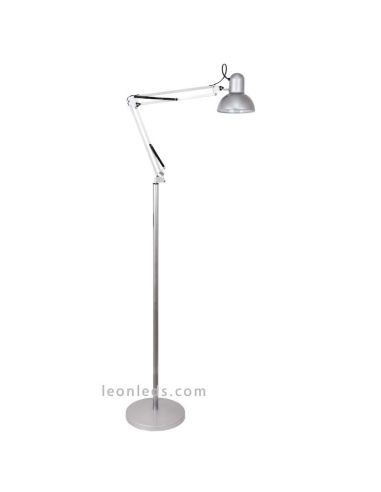 Lámpara de Pie Gris articulable o Flexo de pie Articulable para arquitecto | LeonLeds Iluminación