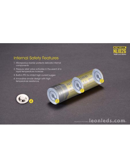 Nitecore NL1826 18650 2600Mah | Leon Iluminação LED