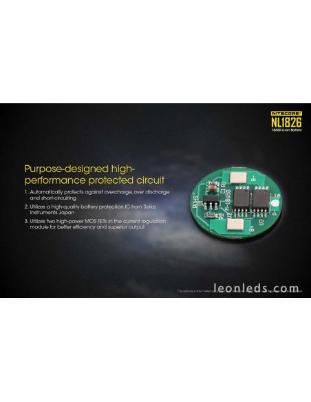 Batería de Litio Li-Ion de 2600mAh de Nitecore formato 18650 recargable | LeonLeds Baterías