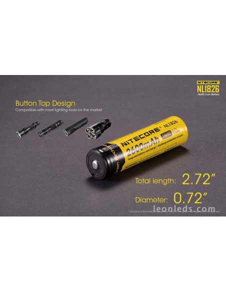 Nitecore 2600mAh Lithium Li-Ion batterie rechargeable format 18650 | Piles LeonLeds