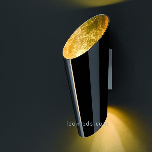 Aplique de pared grande moderno negro y dorado de Trio Lighting Madeira | LeonLeds Iluminación decorativa