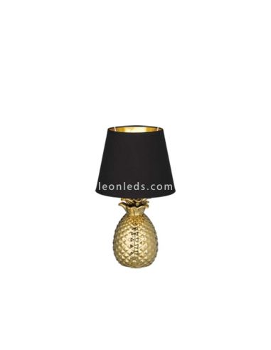 Lámpara de Sobremesa Piña dorada y negra de diseño moderno | LeonLeds Iluminación decorativa