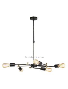 Lámpara de techo araña 5 brazos orientables de diseño Vintage serie Atomic | LeonLeds Iluminación