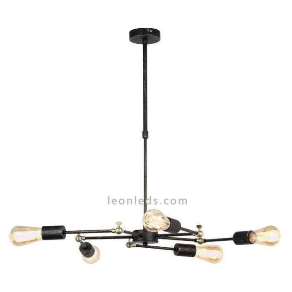 Lámpara de techo araña 5 brazos orientables de diseño Vintage serie Atomic | LeonLeds Iluminación
