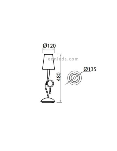 Dimensions de la lampe de table classique série Golden Paola de Mantra | Éclairage LeonLeds