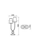 Dimensiones d Lámpara de Sobremesa Dorada serie Paola 3546 de Mantra |  LeonLeds Iluminación