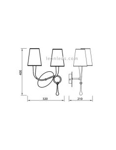 Aplique de pared Dorado Clásico de diseño serie Paola 3547 de Mantra | LeonLeds Iluminación 2