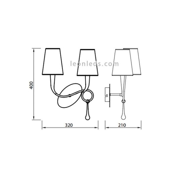 Dimensiones de Aplique de pared serie Paola de Mantra 3547 | LeonLeds Iluminación