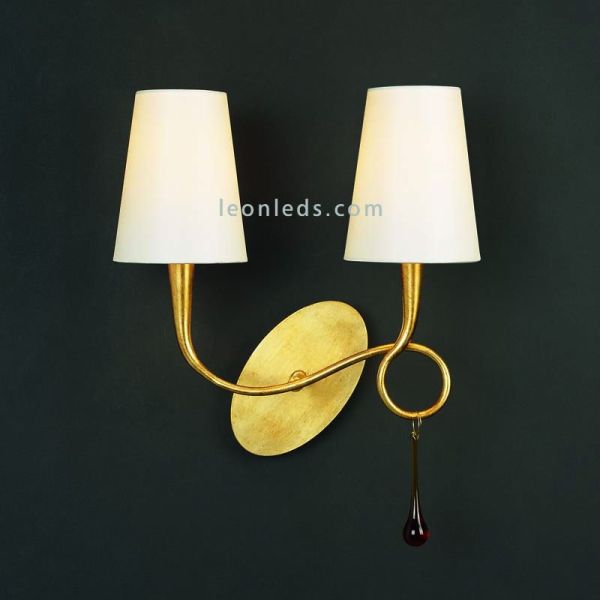 Aplique de pared Dorado Clásico de diseño serie Paola 3547 de Mantra | LeonLeds Iluminación