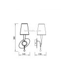 Dimensiones de aplique de pared Dorado serie Paola de estilo Clásico 3547 de Mantra | LeonLeds Iluminación