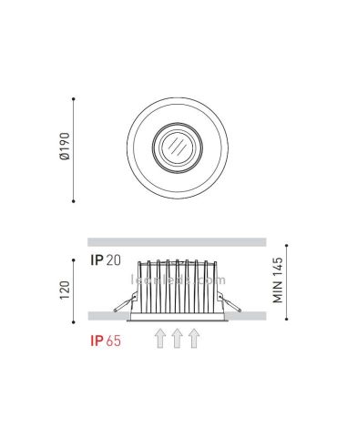 Dimensiones de Downlight LED empotrable Duomo de Arkos Light | LeonLeds Iluminación