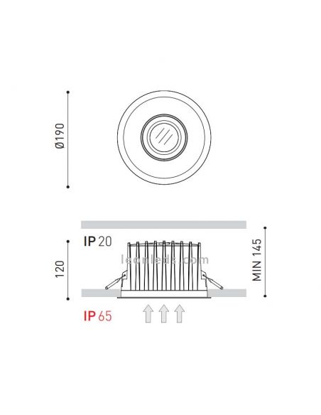 Dimensiones de Downlight LED empotrable Duomo de Arkos Light | LeonLeds Iluminación