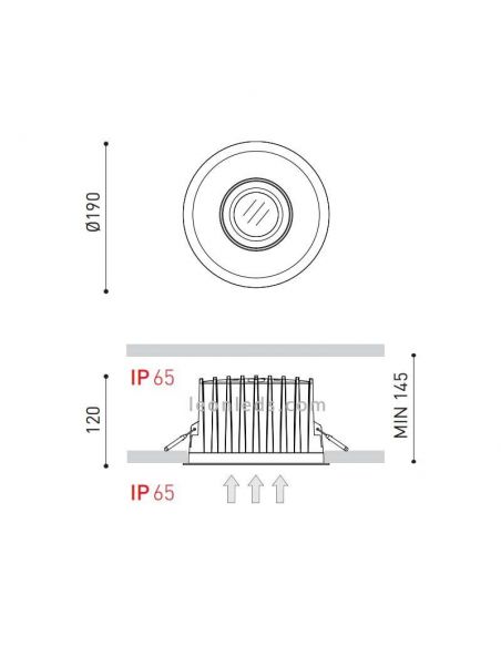 Downlight LED empotrable potente y estanco Duomo de Arkos Light | LeonLeds Iluminación