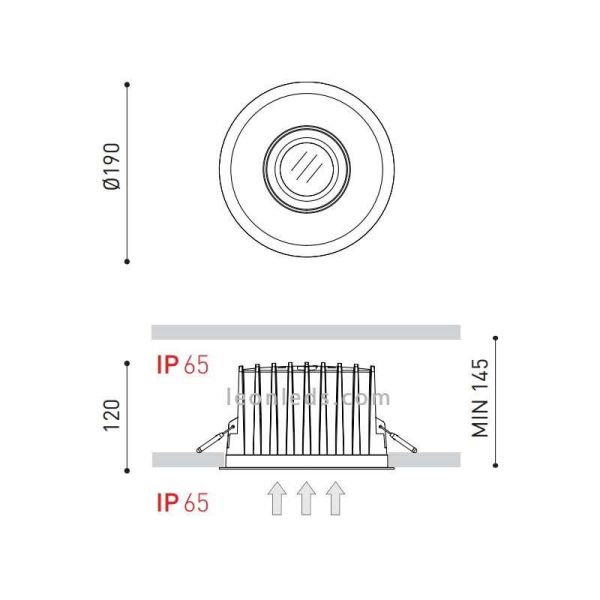 Downlight LED empotrable potente y estanco Duomo de Arkos Light | LeonLeds Iluminación