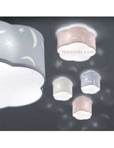 Plafon infantil Azul com estrelas e luas Série Moony da Trio Lighting | Leon Iluminação LED 2