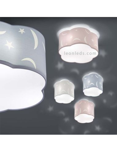 Plafones infantiles estrellas y lunas para techo | LeonLeds iluminación