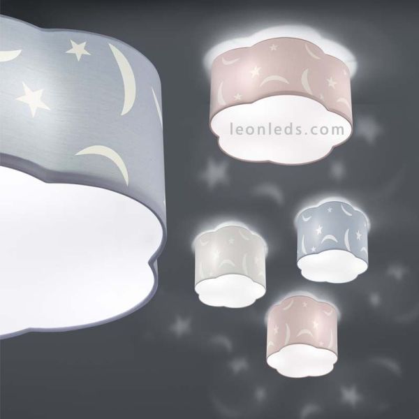 Plafones infantiles estrellas y lunas para techo | LeonLeds iluminación