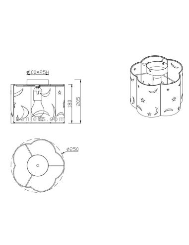 Dimensiones de Plafón de techo Moony azul | LeonLeds Iluminación