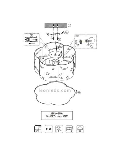 Como instalar Plafón grande rosa en el techo | LeonLeds Iluminación infantil