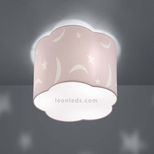 Plafón de techo infantil estrellas rosa serie Moony de Trio Lighting | LeonLeds Iluminación