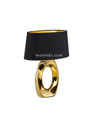 Candeeiro de mesa grande estilo moderno preto e dourado série Taba | Leon Iluminação LED