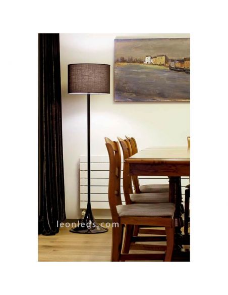 Lampadaire noir moderne série Black de Faro Barcelona | Lampadaires modernes LeonLeds