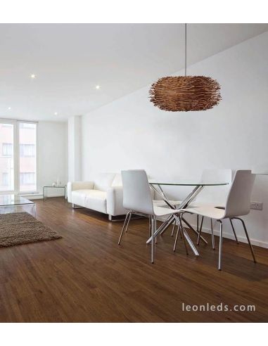 Plafonnier en rotin marron série Nido de Faro Barcelona | Éclairage LeonLeds