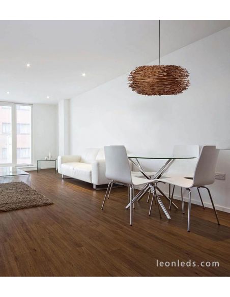 Plafonnier en rotin marron série Nido de Faro Barcelona | Éclairage LeonLeds